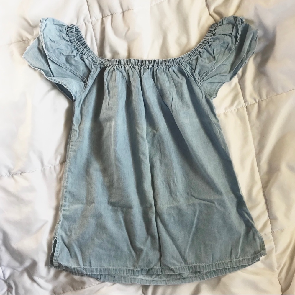 Blue Chambray Off-the-Shoulder Top